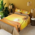 thumbnail image 4 of Ambesonne Tropical Fitted & Top Sheet Set with Shams, Wooden Deck Sunset, Orange Brown, 4 of 8