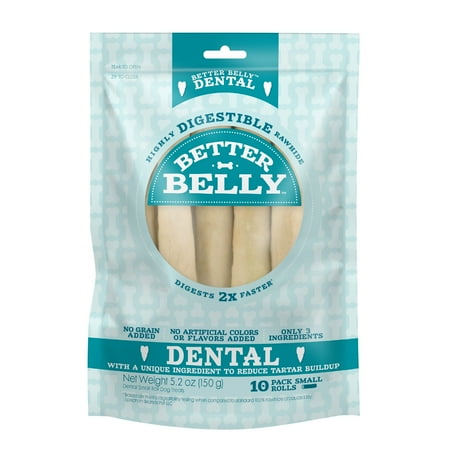 UPC: 0615650200337 | Better Belly Dental Small Rolls 10 Count  Highly Digestible Rawhide