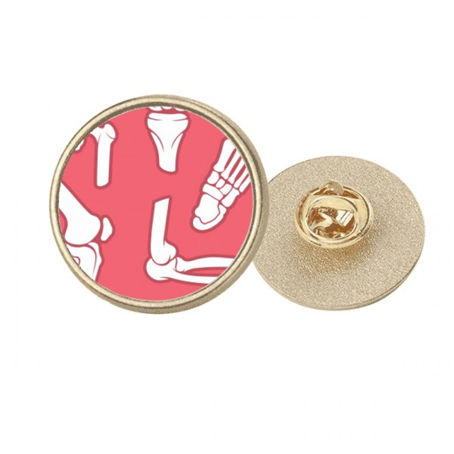 Esqueleto humano Rojo ilustraciones Cartoon Broche de oro metálico circular