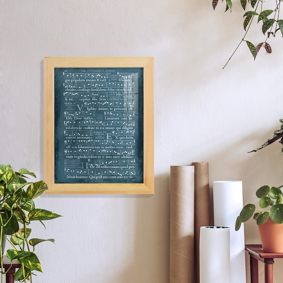 Graphic Songbook I - Framed Print w/glass - Natural Wood