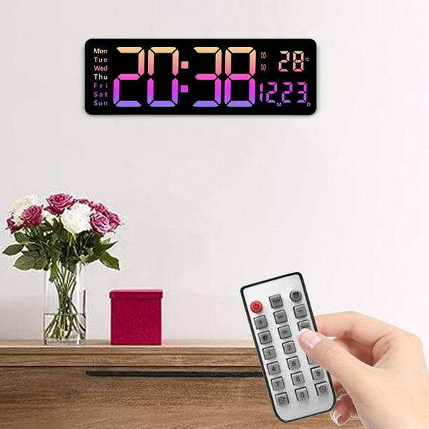 Reloj despertador LED Macarena digital de escritorio 16 pulgadas con control remoto rosa