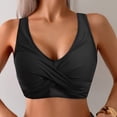 thumbnail image 2 of TOWED22 Women's Twist Front V Neck Bikini Top Padded Adjustable Spaghetti Straps Bathing Suit Tops Only Black,XXL, 2 of 7