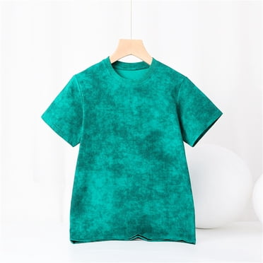 AherBiu Boys Girls Summer T-Shirts Crewneck Cotton Tie-Dye Shirts Casual Athletic Loose Short Sleeve Tops for Toddler Child(4-12 Years)