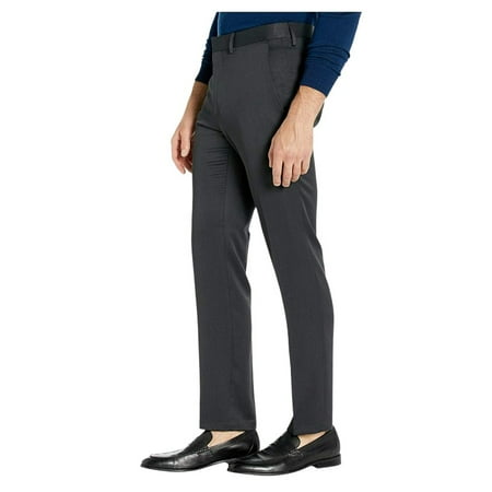 Kenneth Cole Mens Slim fit Dress Pants 34 / 34 Grey Solid Stretch