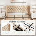thumbnail image 4 of Amolife King Size Upholstered Platform Bed Frame with Fabric Diamond Deluxe Wingback Headboard, Beige, 4 of 7
