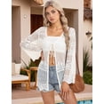 thumbnail image 4 of Swimsuit Cover Up for Women Tied Open Front Cardigans Beach Cover Up Long Sleeve Crochet Swim Cover Ups Shermie, 4 of 8