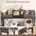 thumbnail image 4 of iSunirm 39'' Narrow End Table with Power Strips, Sofa Table with Storage and Shelf, 2-Tier Console Table for Entry Way, Hallway, Living Room, Gray & Black, 4 of 8