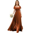 thumbnail image 1 of Vestido largo de chifón Augday para dama de honor, fluido, naranja quemado, niña, 1 of 7
