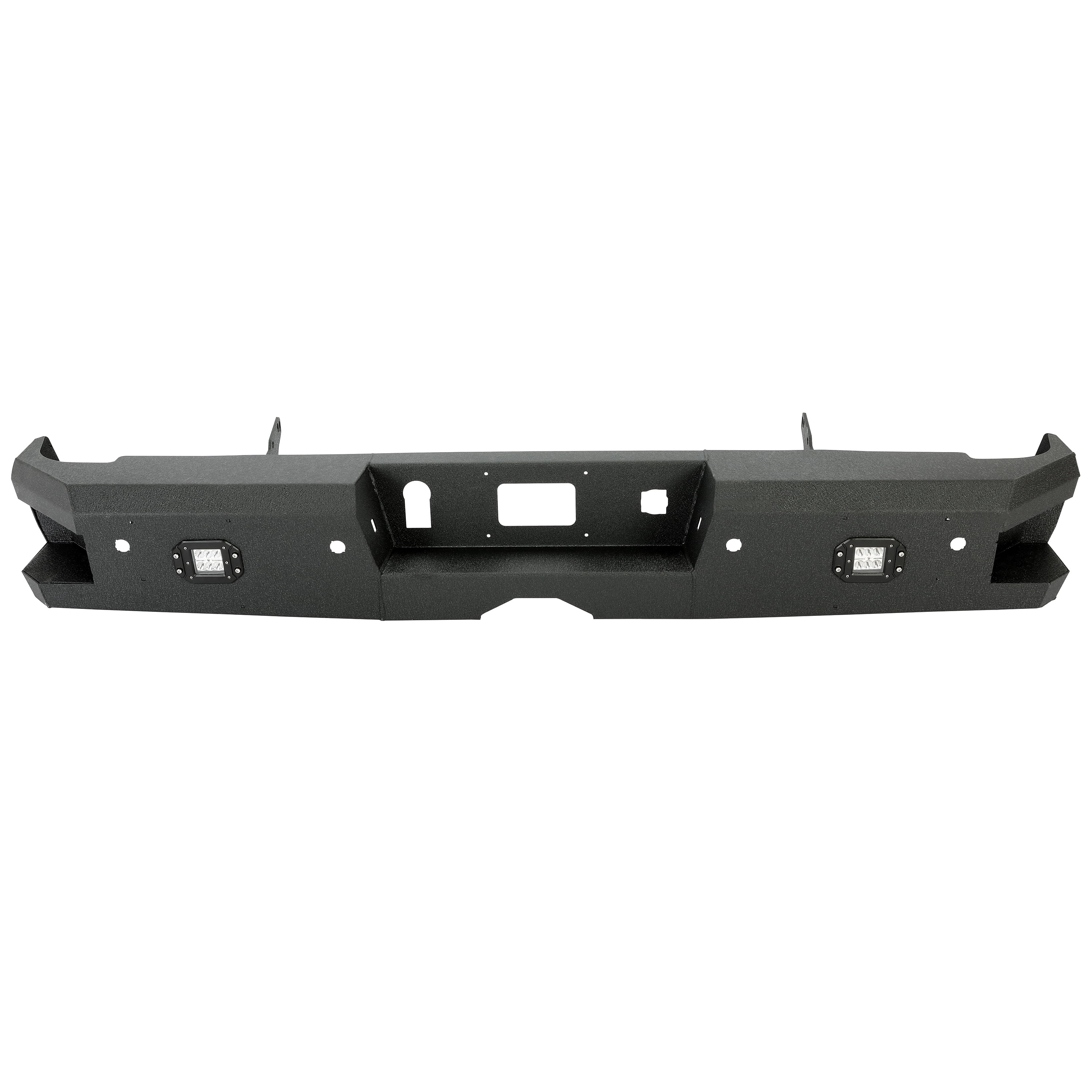 Kojem Off-Road Rear Bumper Heavy-duty Steel for 2014-2019 Chevy Silverado GMC Sierra 1500 2500 HD 3500 HD with 2 LED