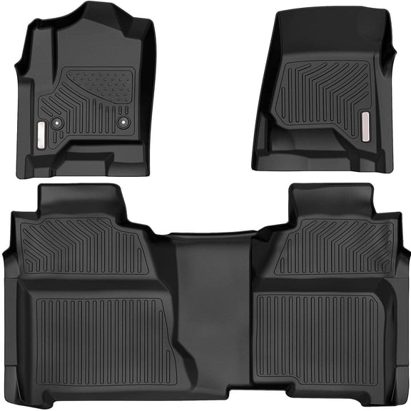 RVNI TPE Rubber Front & Rear for 2014 2015 2016 2017 2018 Chevy Silverado Crew Cab Floor Mats Set all weather