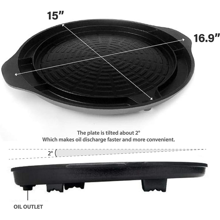 Eutuxia Master Grill Pan for Korean BBQ, Cast Iron Stovetop Nonstick  Smokeless Scratch-Resistant, Perfect for Grilling Vegetable Egg Pork Beef  Meat Garlic Cheese Kimchi & More, Made in Korea, 15 inch 