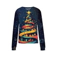 thumbnail image 5 of Christmas Holiday Tops Womens Crewneck Pullover Graphic Sweatshirt Printed Long Sleeve Plus Size Festive Clothes (XL, Navy 01), 5 of 6