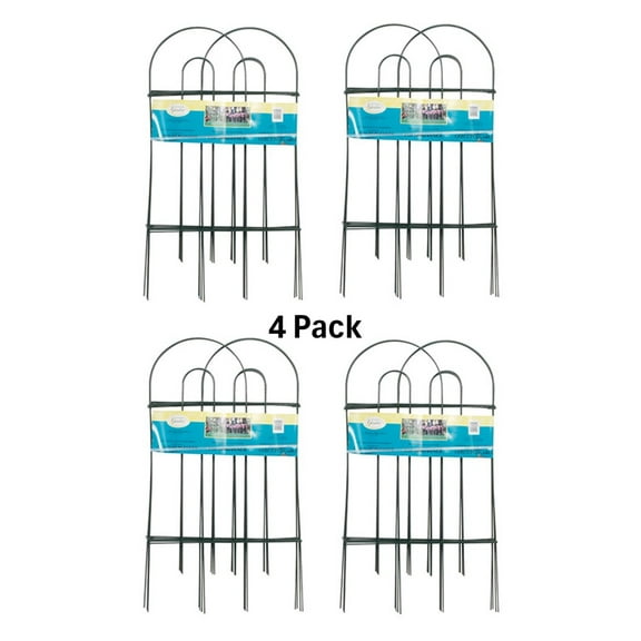 Panacea Metal Wire Folding Garden Border Fence, 32" H x 8' L, Green (Set of 4)