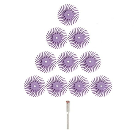

10Pcs 600 Grit Radial Bristle Disc Brush with 1/8 Shank Abrasive Bristle Disc Set for Wood Jewelry Mold Polishing