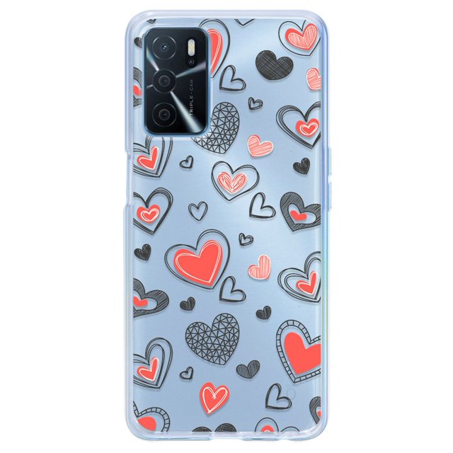 Funda Antigolpes InstaCase para Oppo A16 Corazones Grafito
