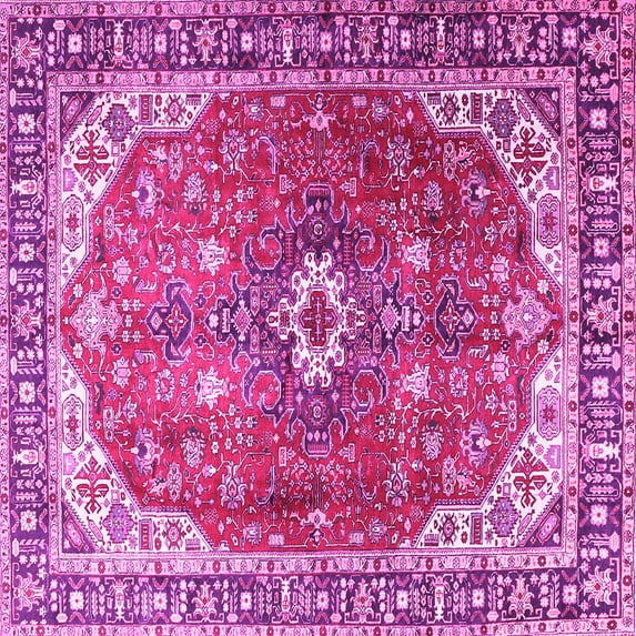 Ahgly Company Indoor Square Medallion Pink Traditional Area Rugs, 6' Square