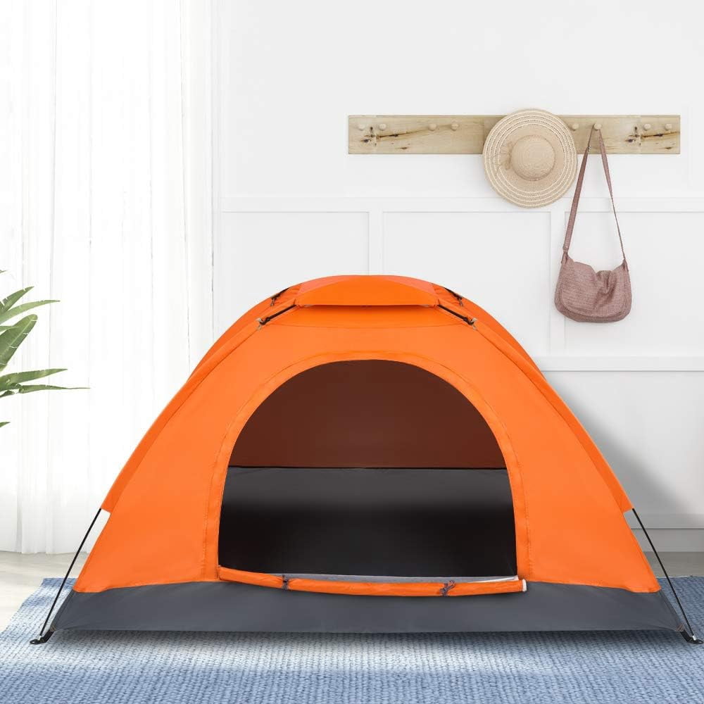 1 Person Lightweight Waterproof Camping Tent, Ultralight Backpacking Dome Tent with Rainproof Oxford Fabric, Easy Setup Single Camping Tent for Hiking, Camping, Travel, Festivals, Orange