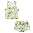 thumbnail image 4 of Xoenoiee Lemon Flower Print Girls Tankini Bikini Set Fashion Racerback Sport Tank Tops Hawaii Swim Shorts Two Piece Swimsuit Outfits Bathing Suit, 12-13 Years, 4 of 7