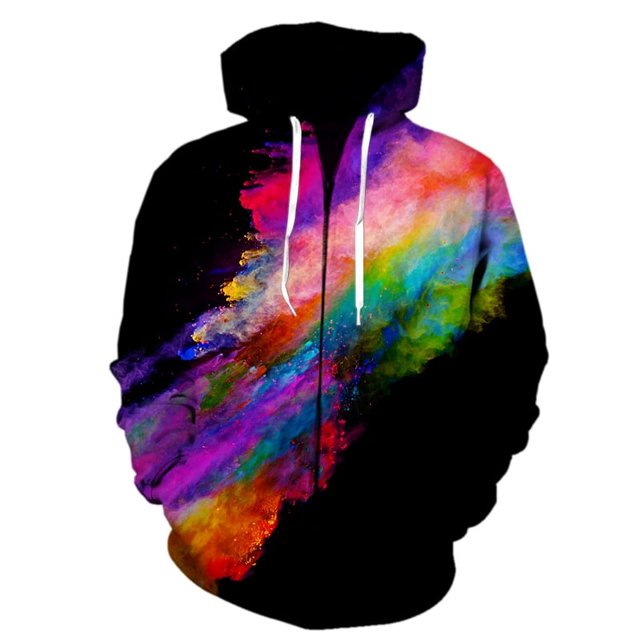 Sudadera con capucha con estampado de teñido anudado para hombre y mujer, suéter con cremallera, estilo hip hop, informal, 3D