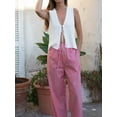 thumbnail image 3 of FEORJGP Women Summer Knitted Tank Tops Ladies V-Neck Basic Vests Casual Sleeveless Waistcoats Loose Comfy Tie Front Shirt Fashion Knitwear Tops Summer Streetwear for Daily Vacation Beachwear, 3 of 7