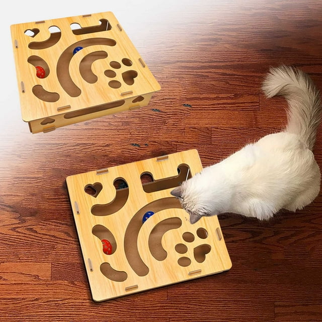 Laberinto interactivo para gatos | Juguete interactivo con premios | Juego de estimulación cerebral para gatos de interior | Juguete de enriquecimiento para la resolución de problemas