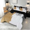 thumbnail image 3 of Manfei Retro Oil Painting Queen Comforter Set, Black Gold White Ombre Comforter Sets Queen, Black Reversible 3-Piece, 1 Comforter and 2 Pillowcases, 3 of 6