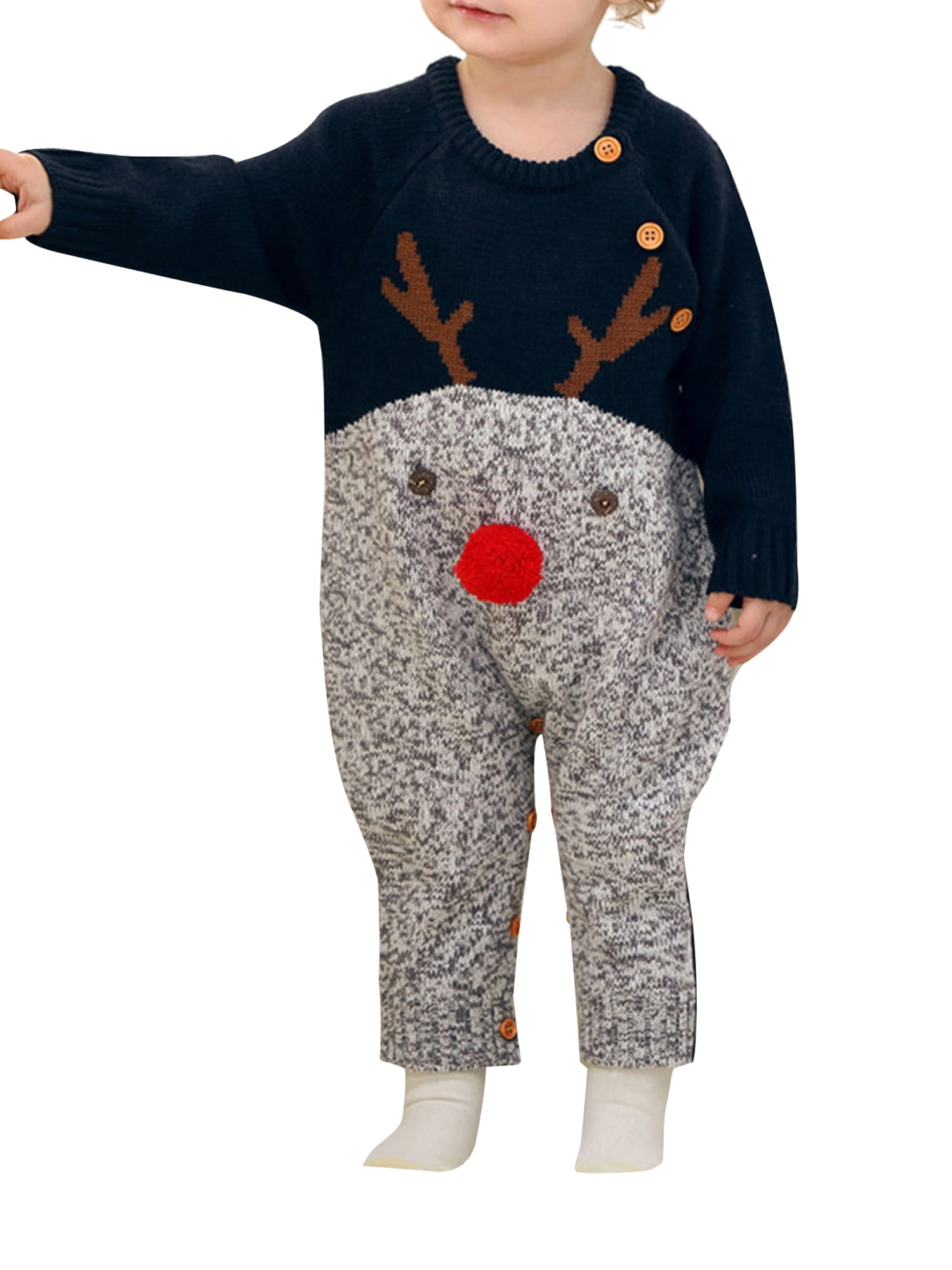 2pcs Newborn Baby Boy Girl Bodysuit Romper Christmas deer Jumpsuits Kids Outfits 