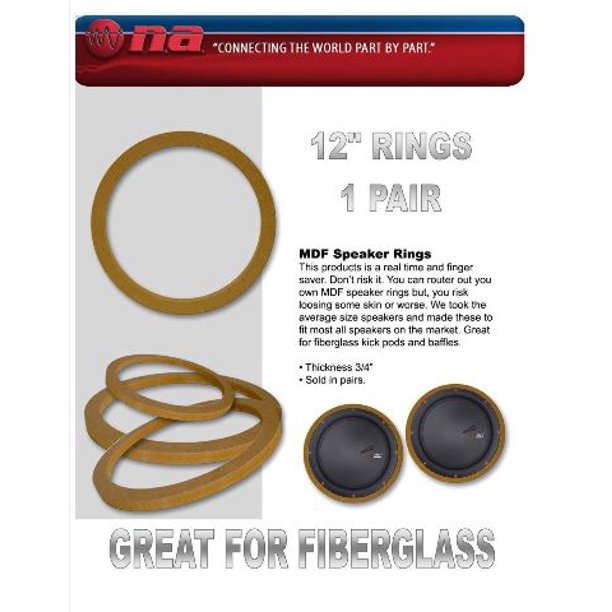 1 Pair 12" MDF Speaker SPEAKER MOUNTING SPACER RINGS FOR FIBERGLASS