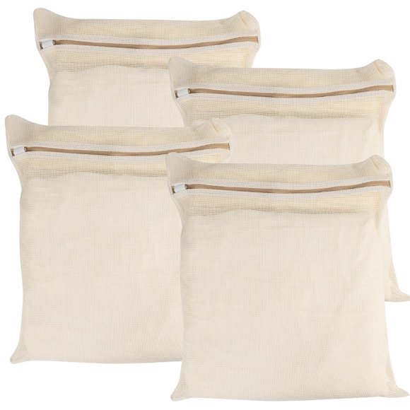 Juego de bolsas de lavandería de malla grande y duradera de algodón orgánico de 4 piezas