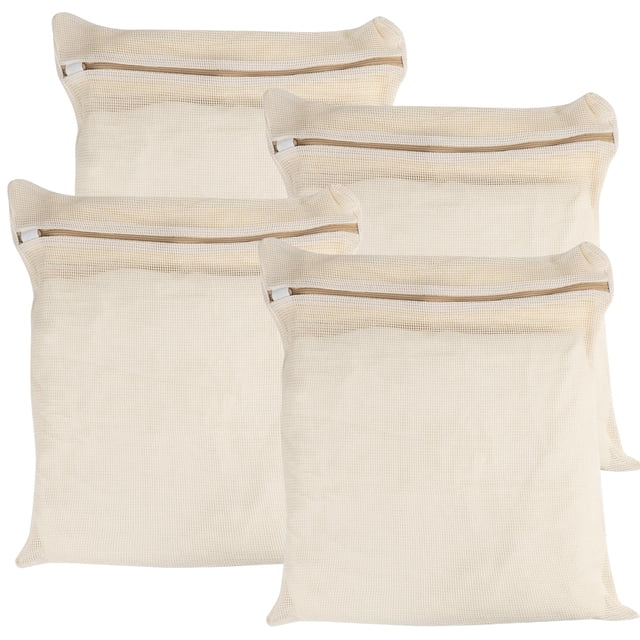 Juego de bolsas de lavandería de malla grande y duradera de algodón orgánico de 4 piezas