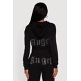 thumbnail image 5 of Women's Angel Rhinestone Zip Front Cropped Hoodie, 5 of 5