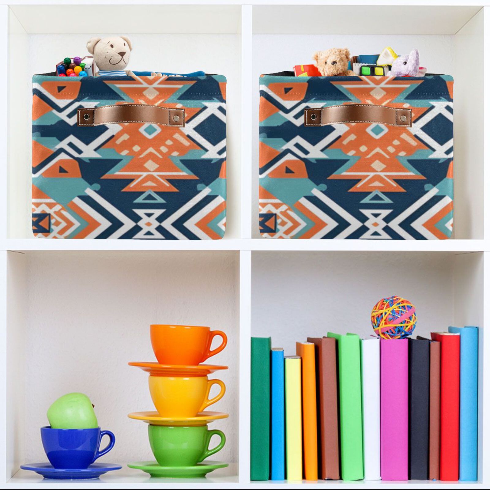 Rustic Tribal Pattern Storage Bins Baskets With Handles Storage Box Clothes Organizer Organization Toys