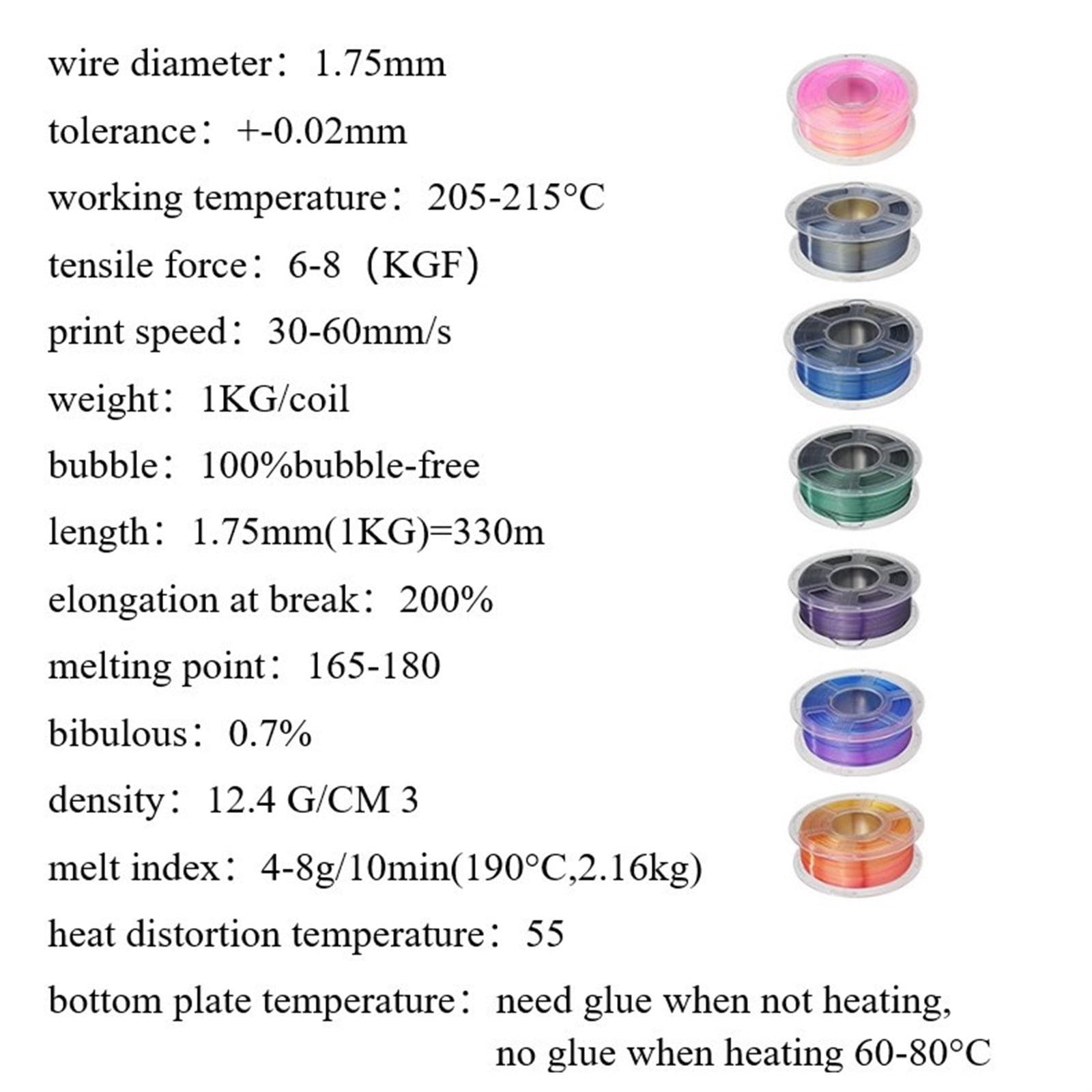 Purple-Blue Dual Color Filament, 1.75mm for Most 3D Printers, Diameter Tolerance +/- 0.02mm, 1KG Shiny Coil, Easy-to-Print