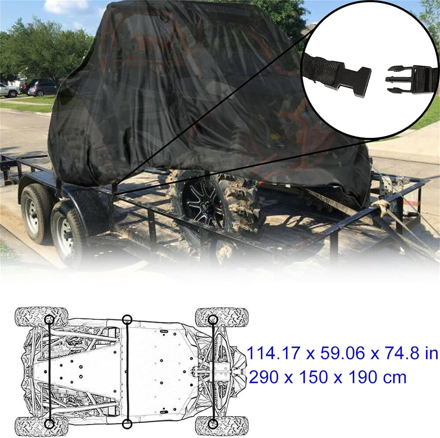 Waltyotur Waterproof Utility Vehicle UTV Cover For Polaris Ranger RZR 500 570 800 900