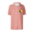 thumbnail image 5 of BiZtdJrK Summer Hawaiian Shirts for Women Trendy Floral Tropical Print T-Shirt Casual Button Down Short Sleeve Tee Tops Beach Vacation Clothes Pink L, 5 of 6