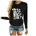 thumbnail image 3 of CEHVOM T-shirt Tunique à Manches Longues pour Femmes, Imprimé, Décontracté, Ample, Col Rond, Blouse, 3 of 7