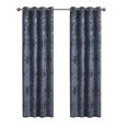 thumbnail image 2 of 108"x50" Amelia Knitted Jacquard Paisley Total Blackout Grommet Top Curtain Panel, Machine Washable for Easy Care, Fit up to 1.25 Inches Rod in Diameter, Navy, 2 of 9
