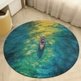 thumbnail image 4 of Colorful Kayaks Glide Across The Lake Floral Medallion Round Rug - Small Round Area Rug, Soft Non-Slip Machine Washable Bedroom Mat Indoor Accent Entry Carpet for Office Desk Dorm Hallway, 4 of 6