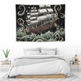 thumbnail image 3 of COMIO  Ocean Wave Tapestry Nautical Tapestries Japanese Anime Tapestry Gothic Sailing Boat Wall Decor Black and White Octopus Tapestry Wall Hanging for Bedroom, 3 of 7