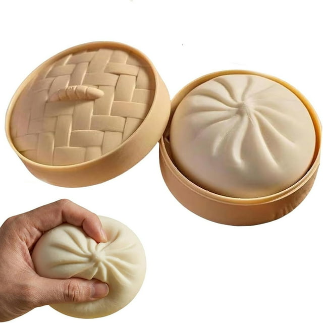 Pelota antiestrés pequeña de silicona,juguete antiestrés con forma de bollo grande para pellizcar con las manos y juguete antiestrés musical para niños y adultos (blanco,4,5 cm,1 pieza) Rkxzt