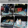 thumbnail image 3 of HUIACONG Teal Orange Mandala Car Trunk Mat, 29" x 39" Stitched Edge Polyester, Stain Resistant Non-Slip All Season, Wipe Clean Fast Install Universal Fit for SUVs Sedans Trucks, 3 of 7