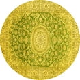 thumbnail image 1 of Ahgly Company Machine Washable Indoor Round Medallion Yellow Traditional Area Rugs, 6' Round, 1 of 4