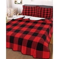 thumbnail image 3 of Quilts Twin Size, Red Black Buffalo Plaid Soft Comforter Bedding Set for Bed, Black Red Checkered Lightweight Quilted Bedspread with Pillow Cover(2 Pieces) for All Season, 68x86 Inch, 3 of 6