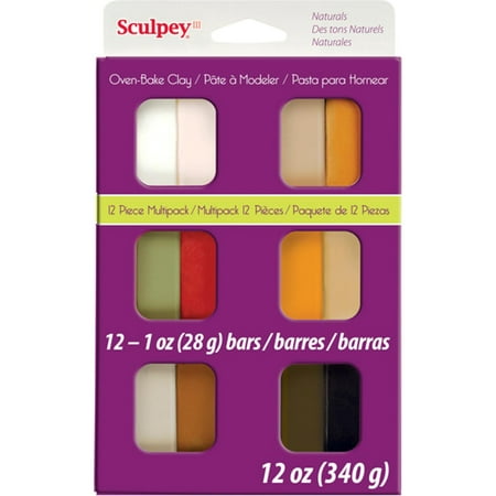 Sculpey Assorted Naturals Oven-Bake Clay, 1 ounce each, 12