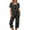 3# Black my orders placed, variant on Dyegold Women's Pajama Sets Two Pieces Lounge Set Solid Color /Printed Short Sleeve Tops Capris With Pockets Loungewear Set