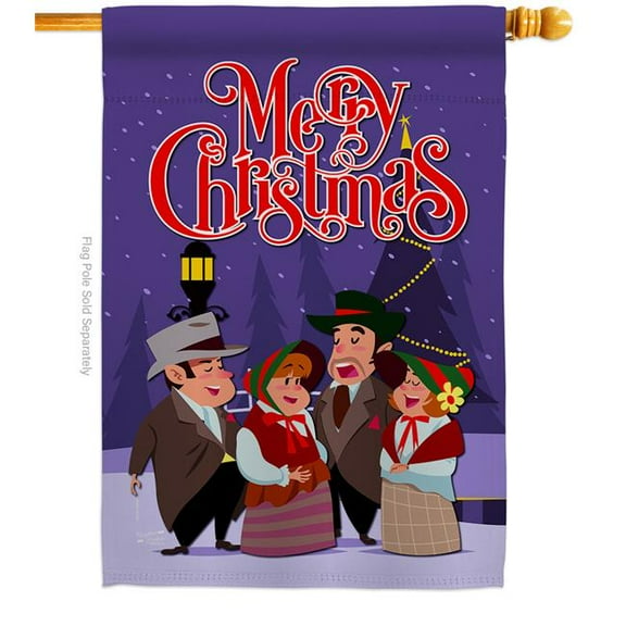 Angeleno Heritage 28 x 40 in. Christmas Carol House Flag with Winter Double-Sided Decorative Vertical Flags Decoration Banner Garden Yard Gift