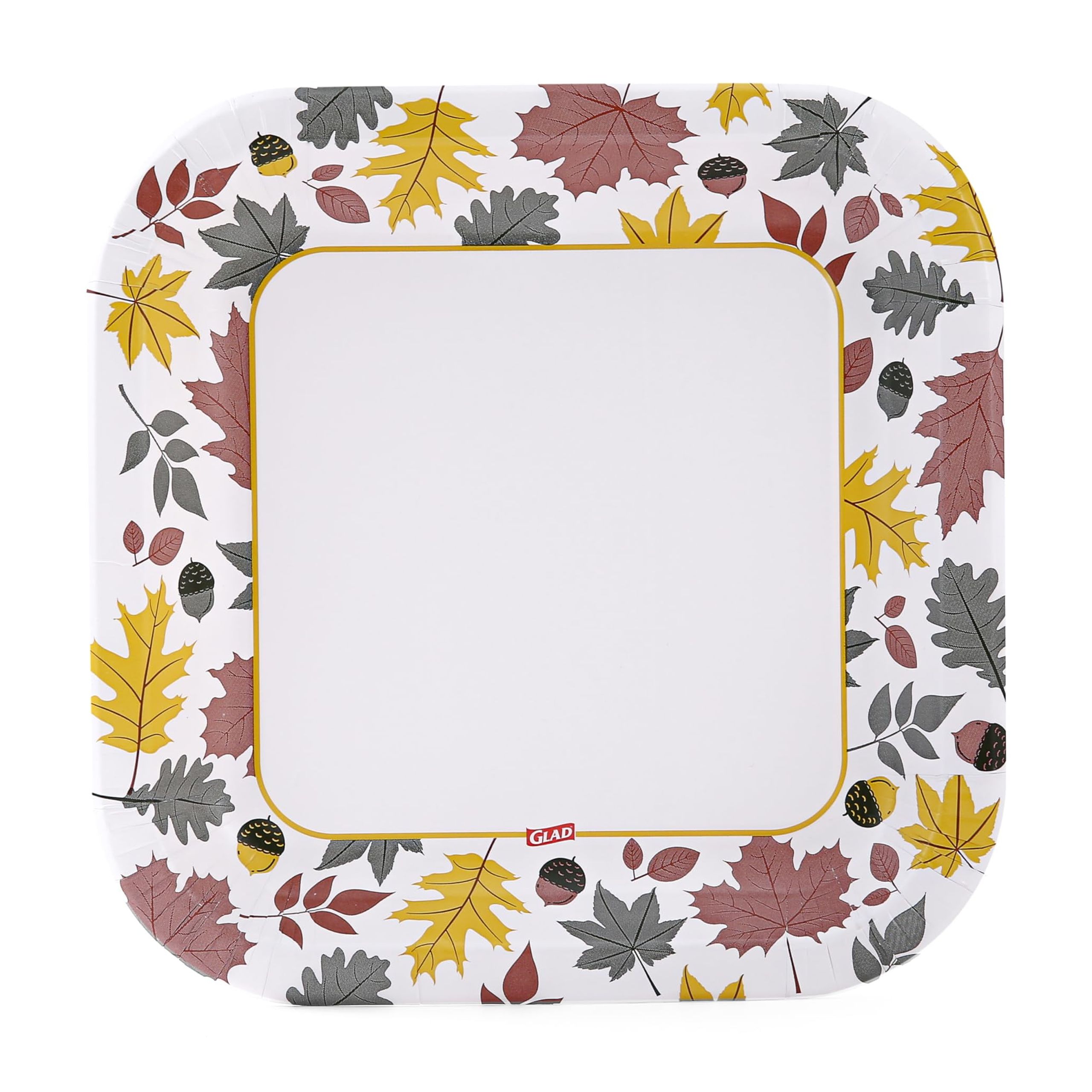 Glad Everyday Square Disposable Paper Plates AFN1with Falling Foliage Design, 8.5"| Cut-Resistant, Microwavable Paper Plates for All Foods & Daily Use | 8.5 Inches, 75 Count