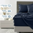 thumbnail image 4 of Lux Decor Collection Twin Sheets Set, Premium Double Brushed Microfiber Sheet Set - Hypoallergenic, Wrinkle Resistant - Deep Pocket Bed Sheet, Navy Blue, 4 of 5