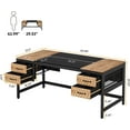thumbnail image 5 of Tribesigns 63 inch Executive Desk, Farmhouse Computer Desk with 4 Drawers for Home Office, Light Brown & Black, 5 of 6