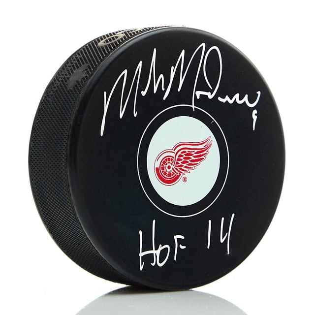 Mike Modano Rondelle de Hockey des Red Wings de Detroit Signifiée avec Note HOF